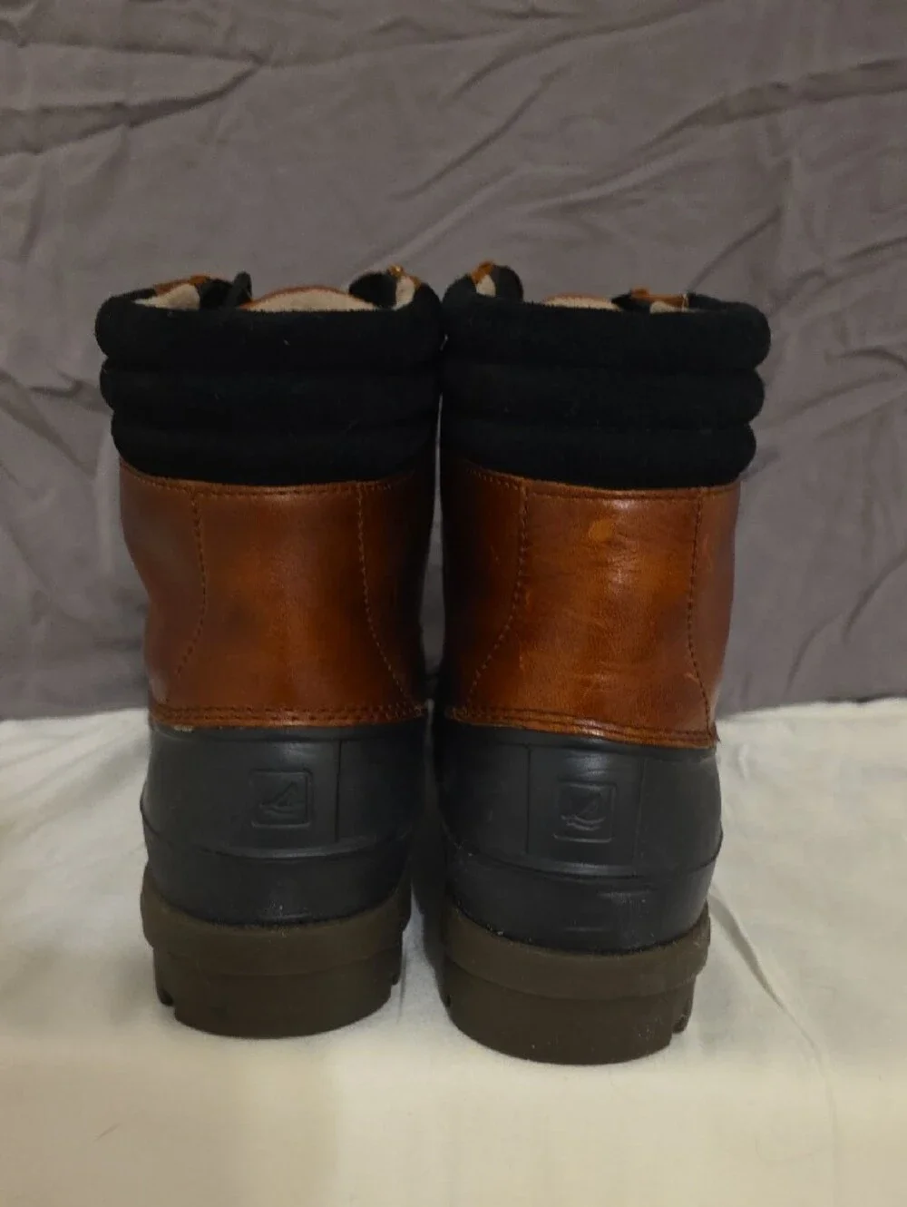 Sperry Brown Leather and Black Rubber Duck Boots